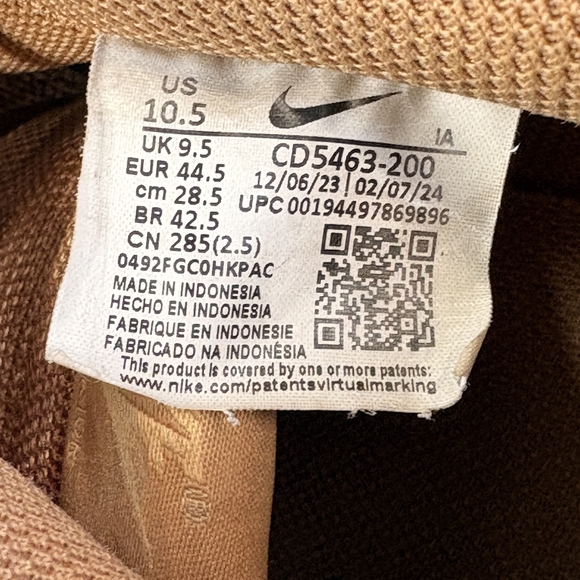 Nike Court Vision Low 'Flax Twine' Mens Tan/Brown Low-top Sneakers Size 10.5 - Picture 6 of 7